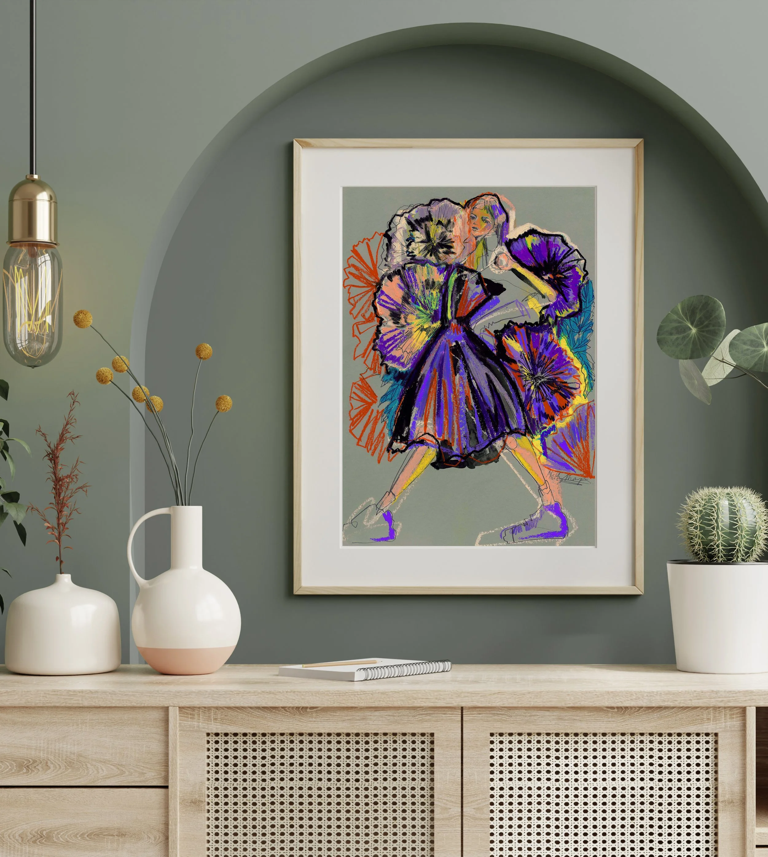 High quality art print of edgy and quirky bold fashion drawing
